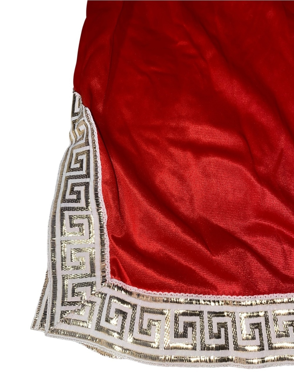 Vintage Charmode Sears & Roebuck red half-slip skirt white gold Greek key Print - Picture 6 of 8